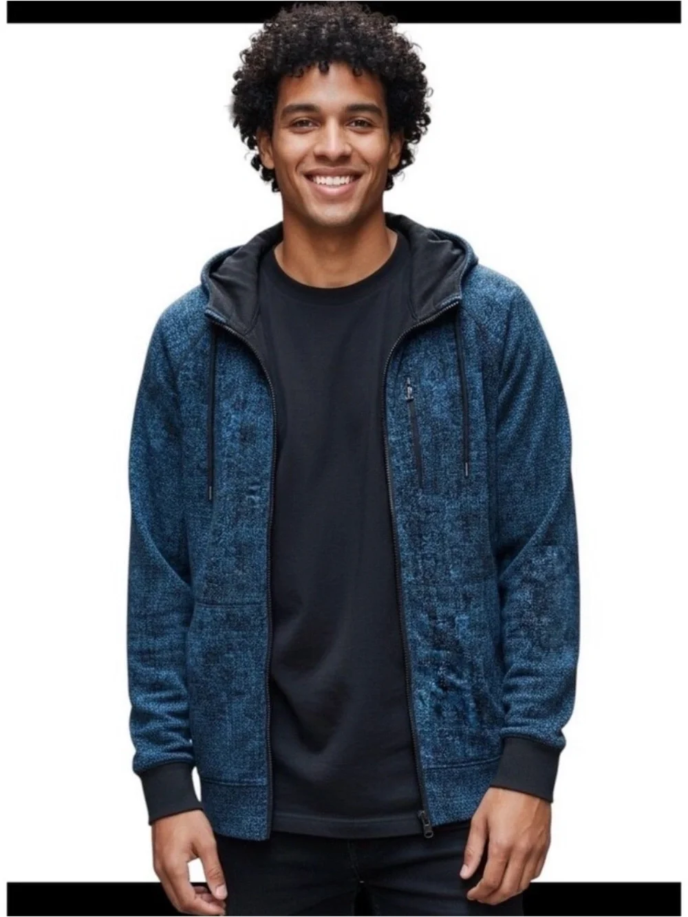 Lululemon Men’s Best Coast Hoodie Size Large Blue Black Full Zip